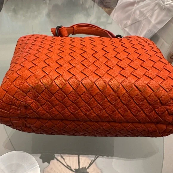 Bottega Veneta Orange Woven Leather Tote - Picture 8 of 15